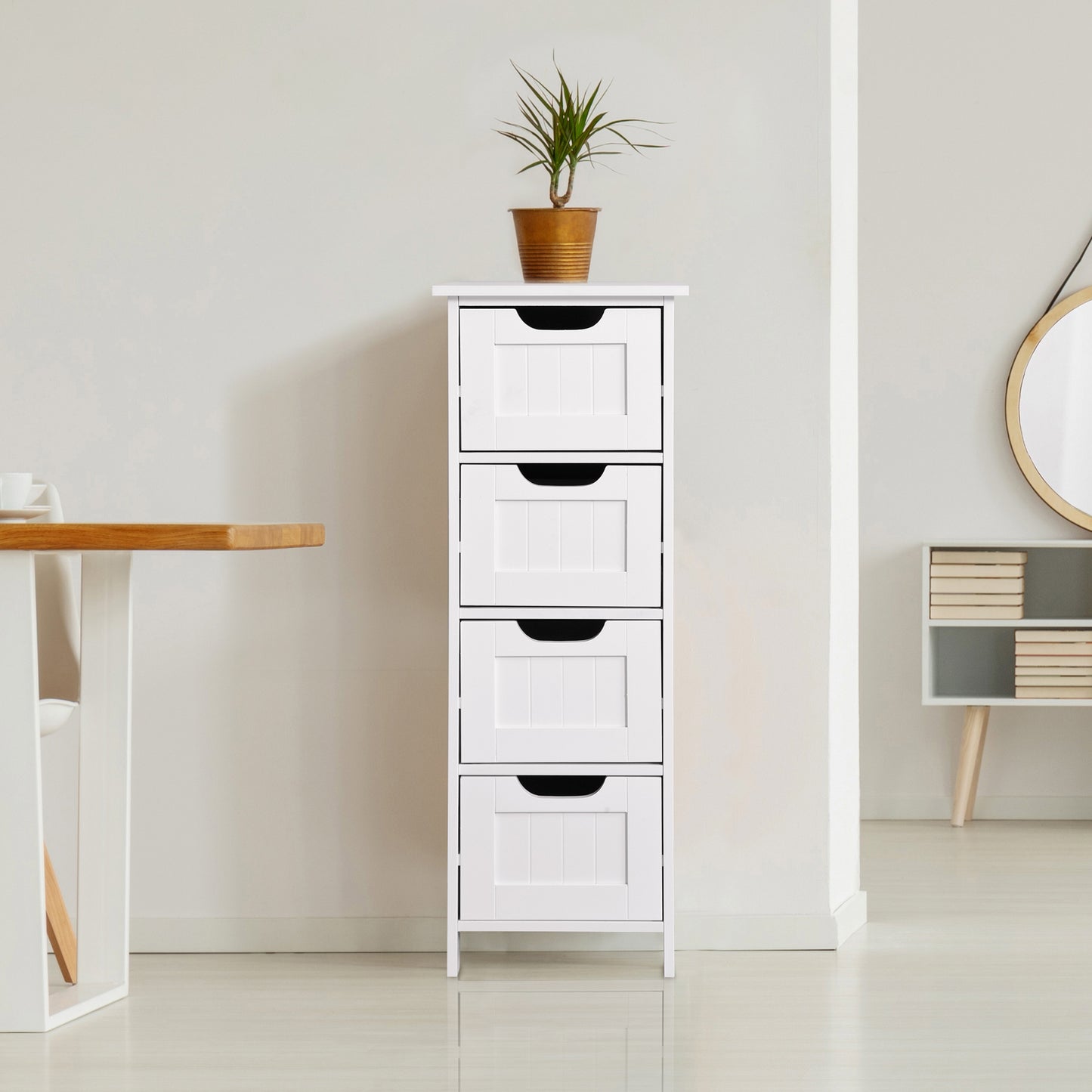 4 Drawers Bathroom Storage Cabinet - White