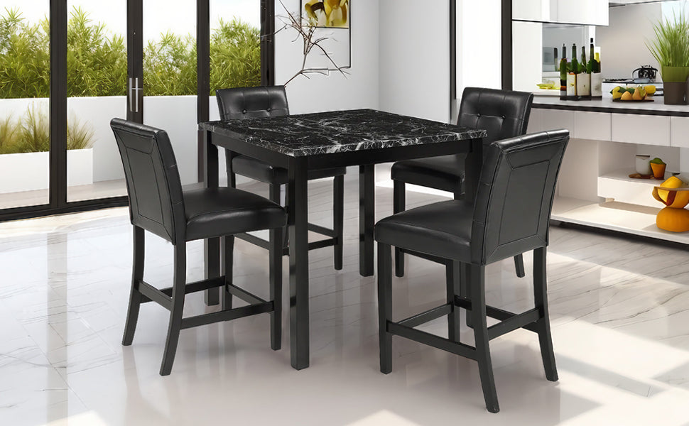 Elegant 5-Piece Marble Top Dining Set