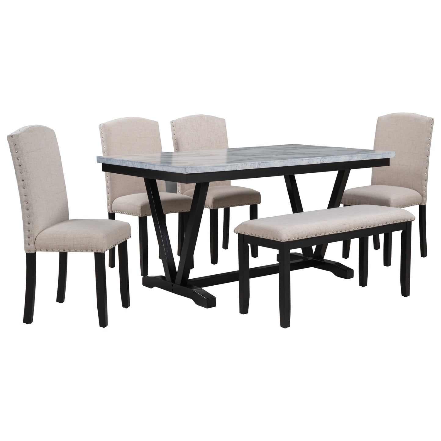 Modern Style Marbled Veneer Dining Set