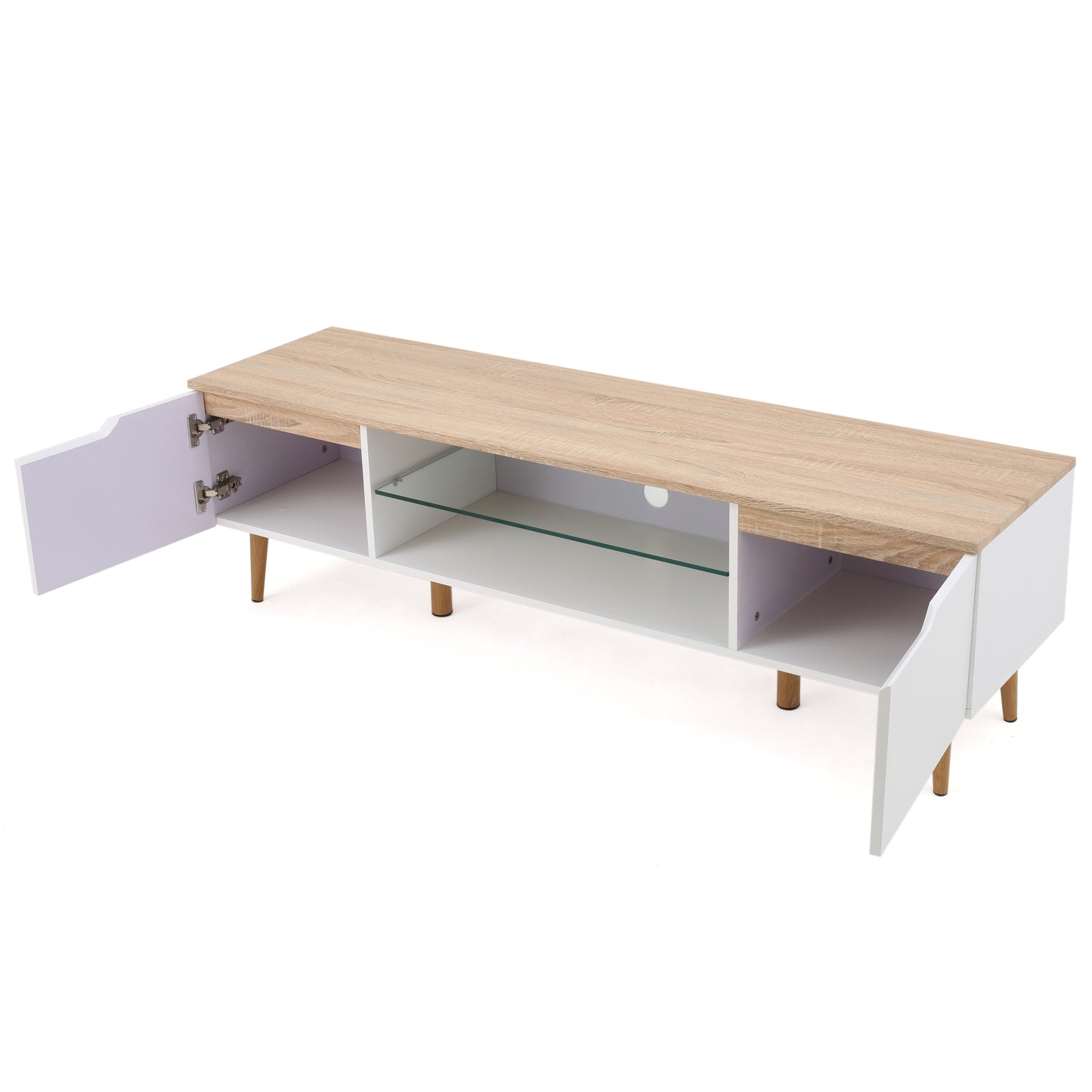 TV Stand with Glass Accents and Ample Storage