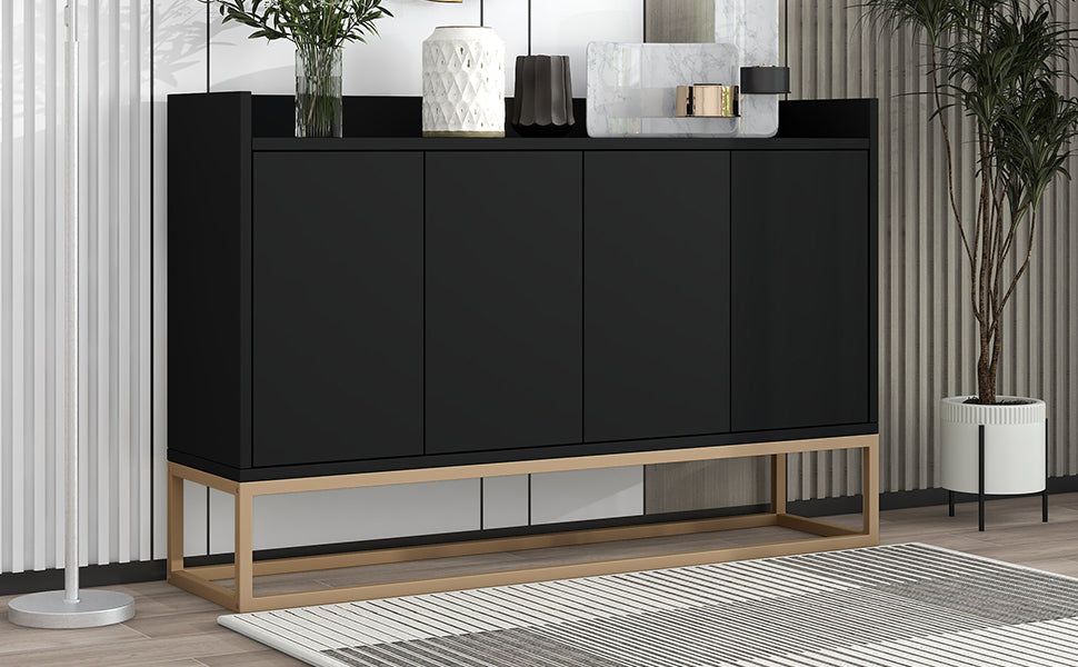 Modern Black Buffet Cabinet with Adjustable Shelves