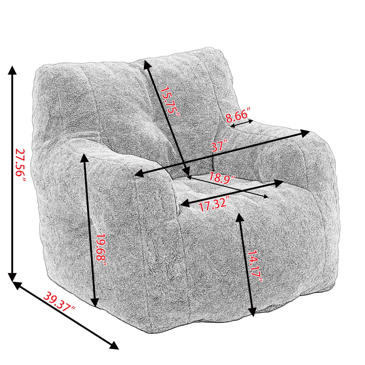 Teddy Fabric Tufted Bean Bag Chair