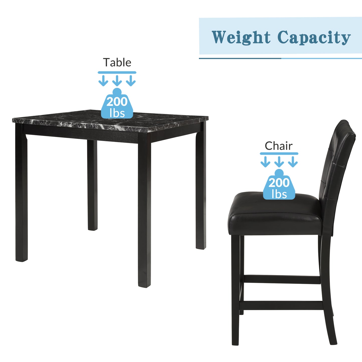 Elegant 5-Piece Marble Top Dining Set