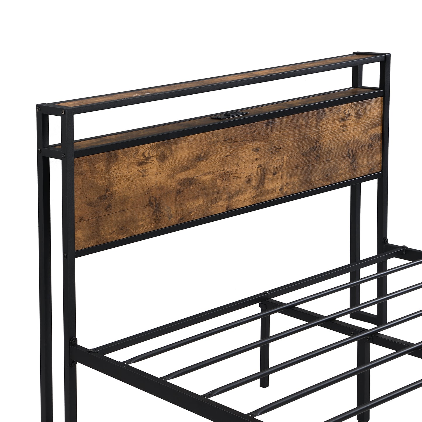 Modern Black Metal Platform Bed