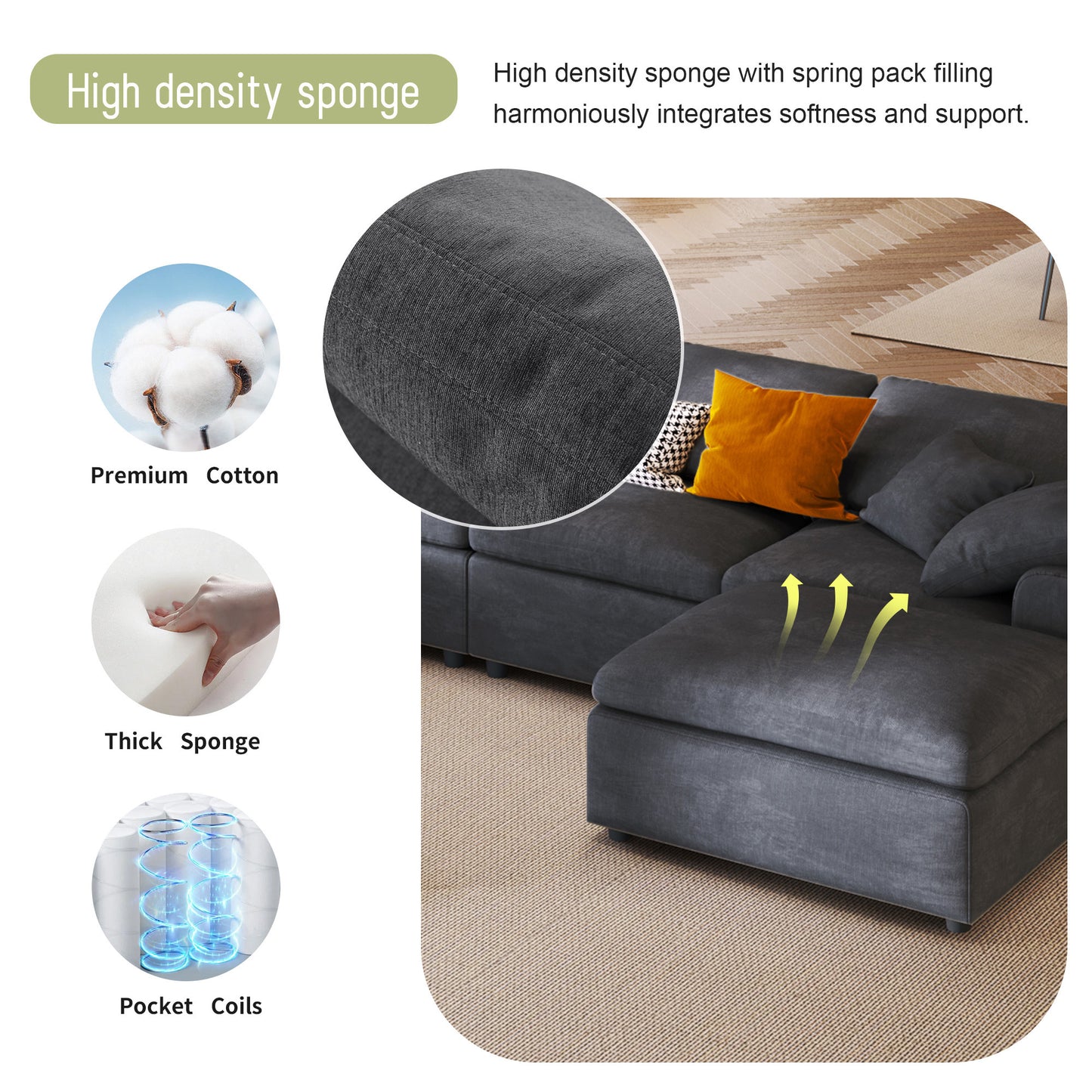 Modular Oversized Gray Sectional Sofa