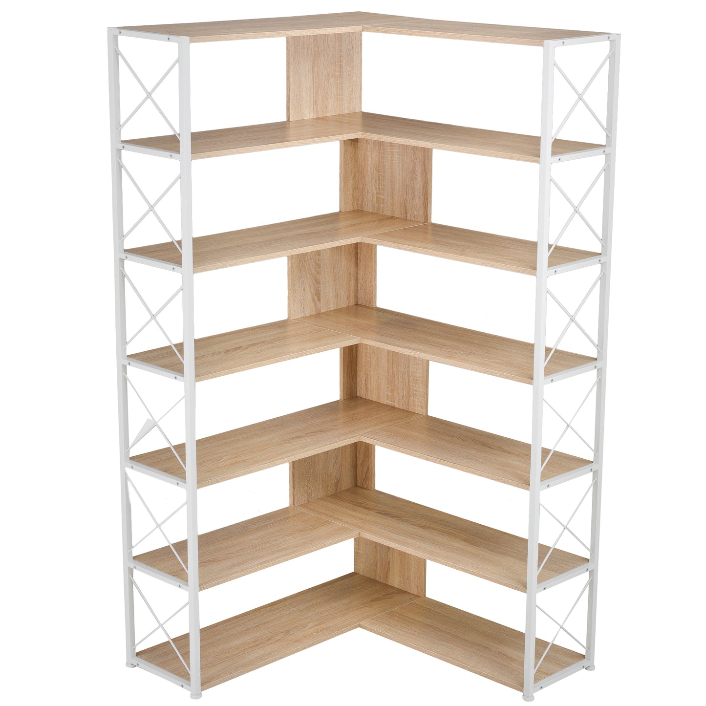 7-Tier L-Shaped Corner Bookcase