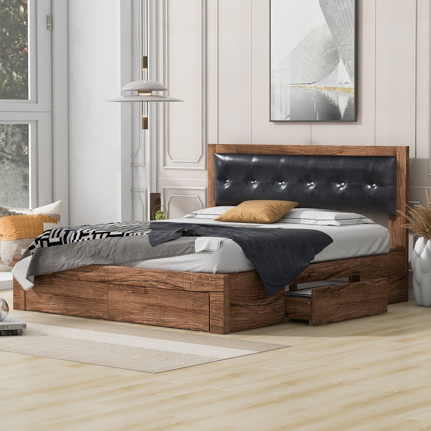Modern Simplicity Queen Size Wood Platform Bed