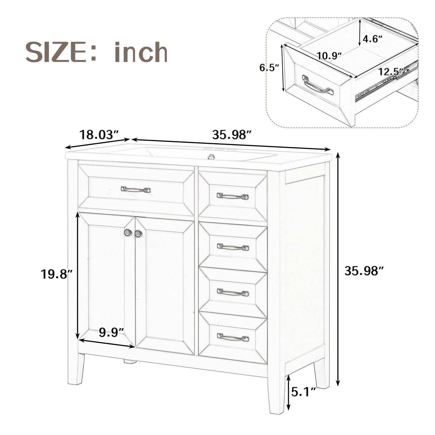 White Bathroom Vanity with Sink Combo