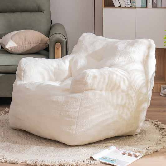 Teddy Fabric Foam Bean Bag Chair - Tufted Design - MuMu