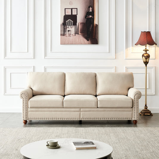 Luxurious Linen Fabric Upholstered Storage Sofa