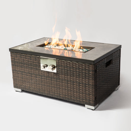 Rattan Blaze Fire Table - Rattan - MuMu