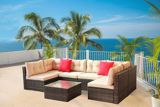 PE Rattan Garden Corner Sofa Set
