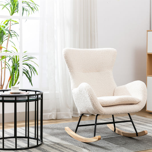 Teddy Fabric Padded Seat Rocking Chair - Teddy Fabric - MuMu