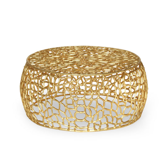 Glam Mesh Coffee Table - Gold Metal Frame - MuMu