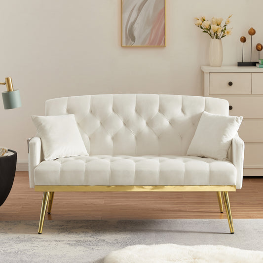 Chic Cream White Velvet 2 Seater Sofa