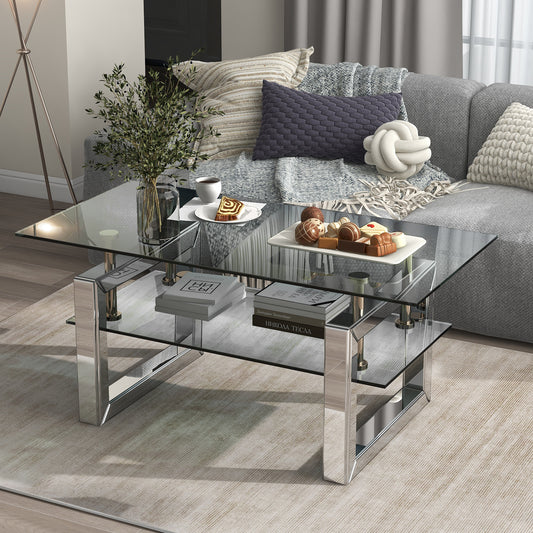 Transparent Glass Coffee Table - Modern Clear Design - MuMu