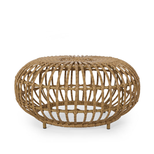 Rattan Boho Coffee Table - Natural Woven Design - MuMu