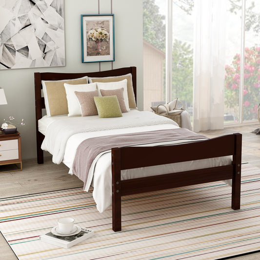 Twin Size Wood Platform Bed - Wood - MuMu