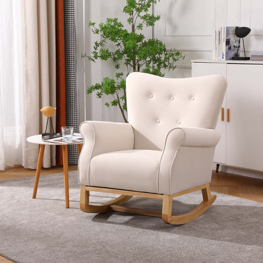 Cozy Velvet High Back Rocking Chair