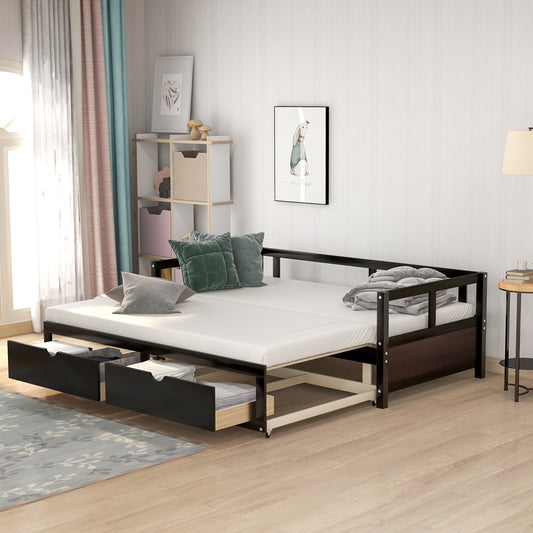 Wooden Daybed With Trundle Bed