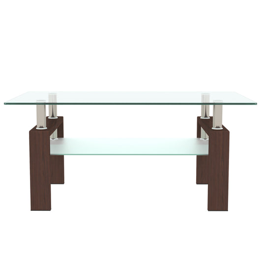 Luxe Walnut Glass Coffee Table