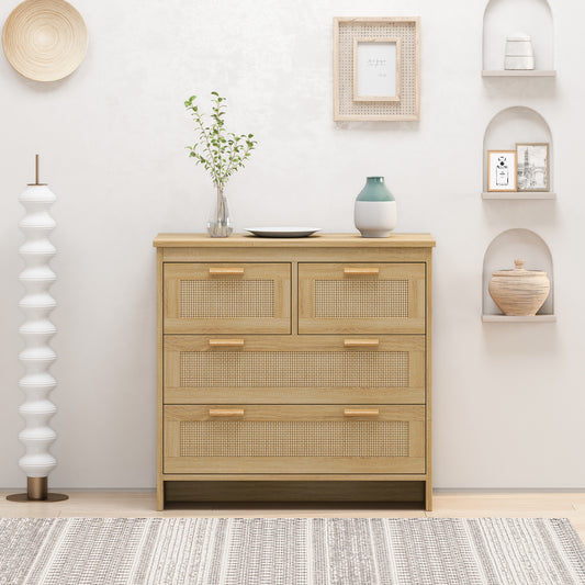 4 Drawers Rattan Storage Cabinet