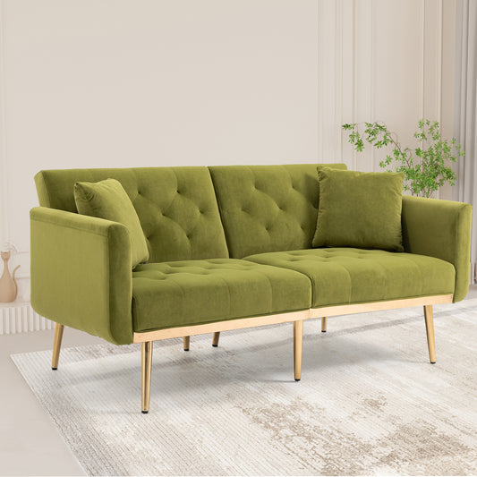 Velvet Upholstered Loveseat Sofa with Metal Feet