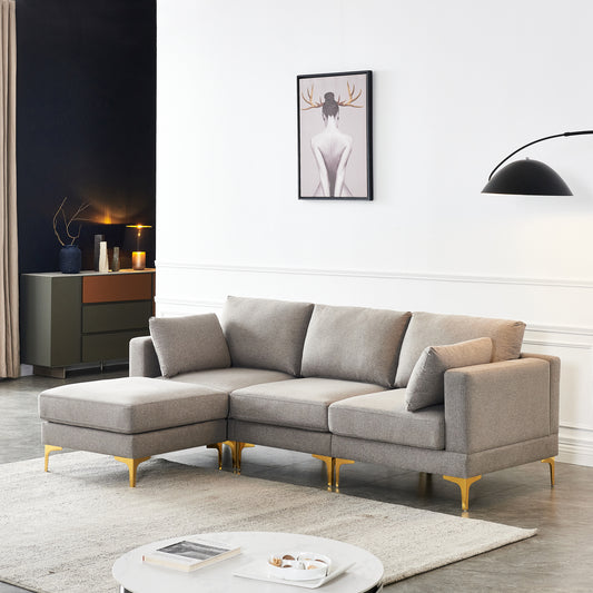 Modern Fabric L-Shaped Sectional Sofa