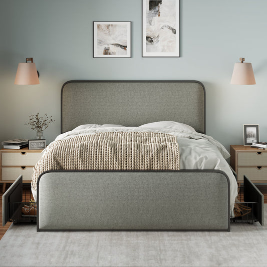 Modern Storage Full Size Metal Bed