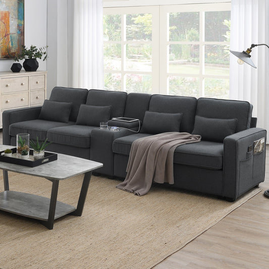 Upholstered Sofa With Console