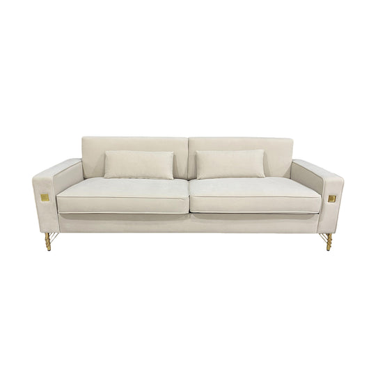 Modern 3-Seat Couch with Gold Accents