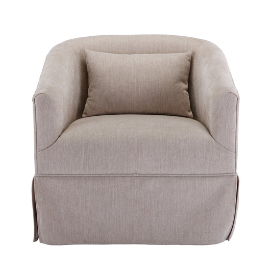 Elegant Swivel Accent Armchair Linen Blend Beige