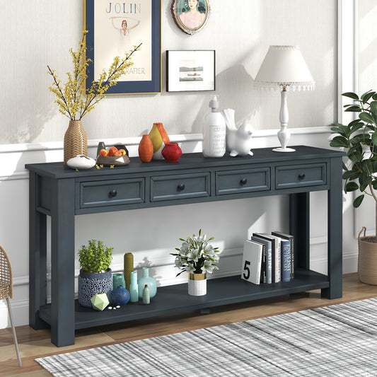 Navy Console Table With Storage Drawers - Navy - MuMu
