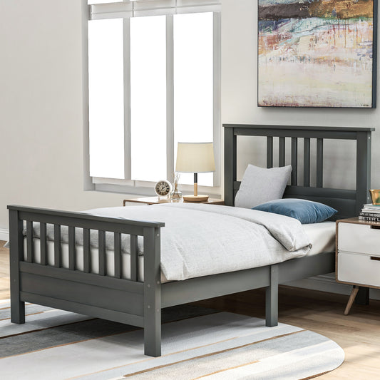 Gray Wood Platform Bed - Wood - MuMu