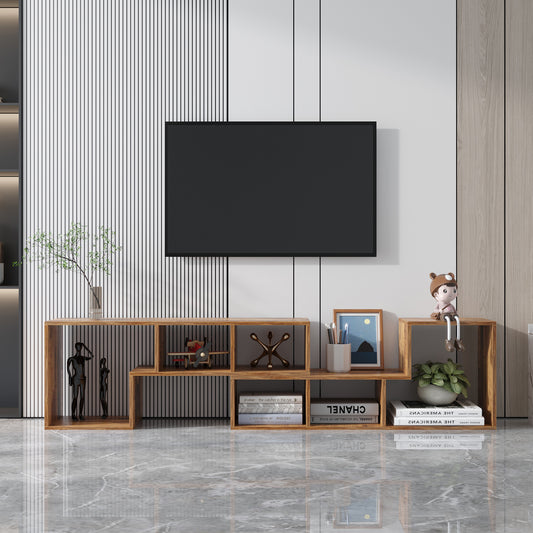 Double L-Shaped Oak TV Stand - Oak - MuMu