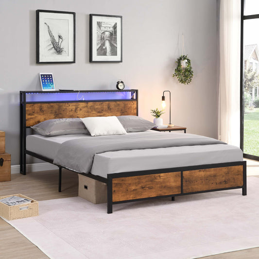 Queen Bed Frame With LED Lights - Bed - MuMu