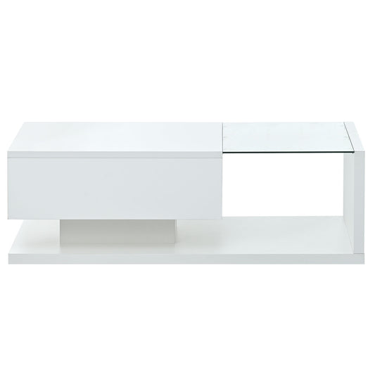 GlassWave Coffee Table - Curved Glass Top Design - MuMu