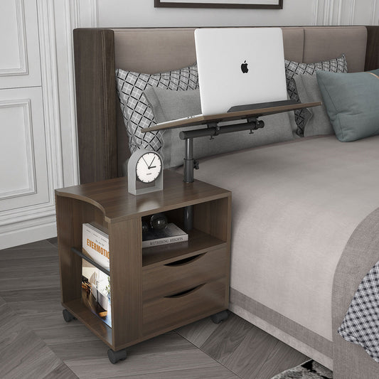 Adjustable Wooden Overbed End Table