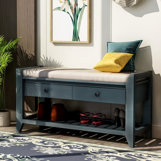 Shoe Rack with Cushioned Storage Bench - Shoe Rack - MuMu