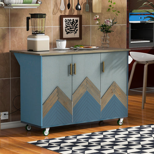 Retro Mountain Wood Kitchen Island Accent Cabinet - Wood - MuMu
