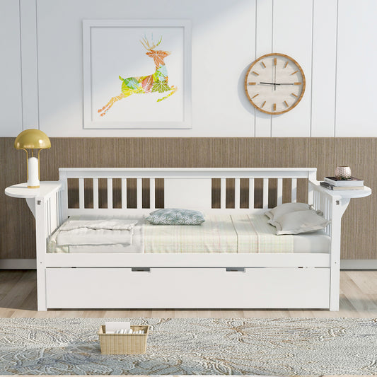 Twin Wooden Daybed with Trundle Bed - Solid Wood Frame - MuMu