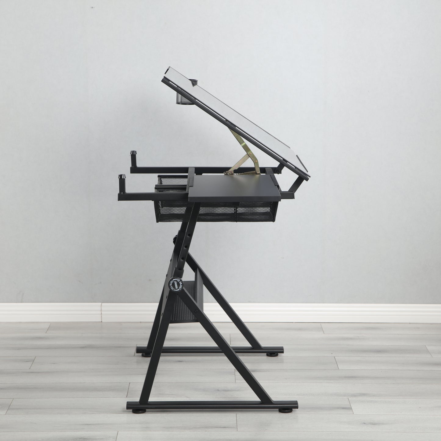 Tempered Glass Drafting Table With Chair