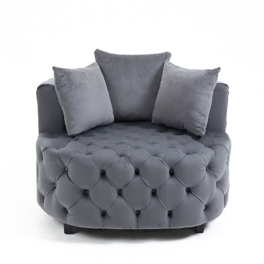 Grey Classical Barrel Accent Chair - Gray - MuMu
