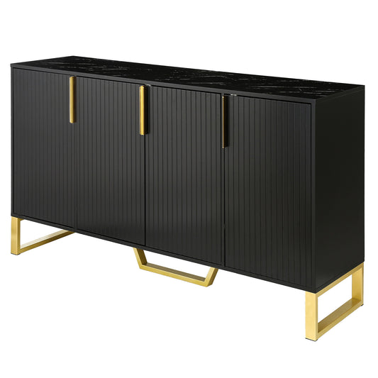 Modern Black Sideboard with Gold Accents