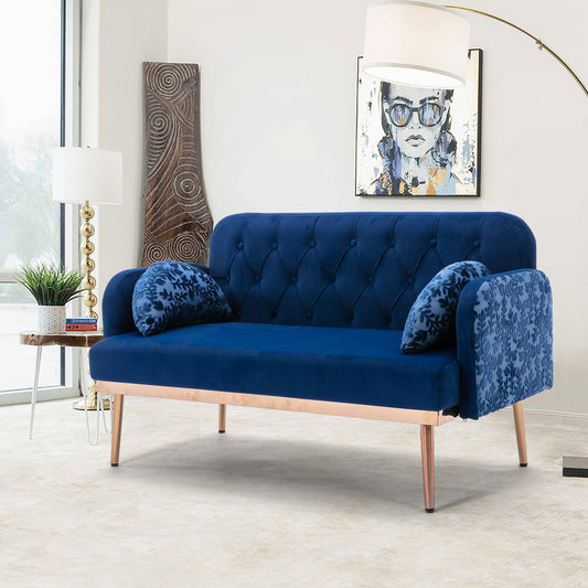 Lux Velvet Navy Sofa with Metal Feet