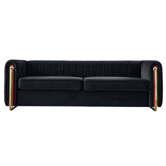 Lux Velvet 2-Seater Sofa with Gold Legs