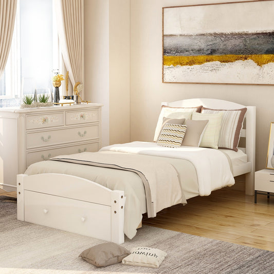 Platform Twin Bed Frame With Storage Drawer - Bed - MuMu