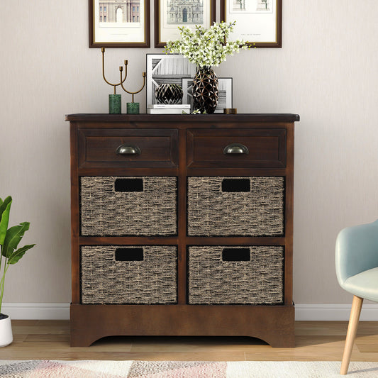 Basket  Storage Cabinet With Two Drawers